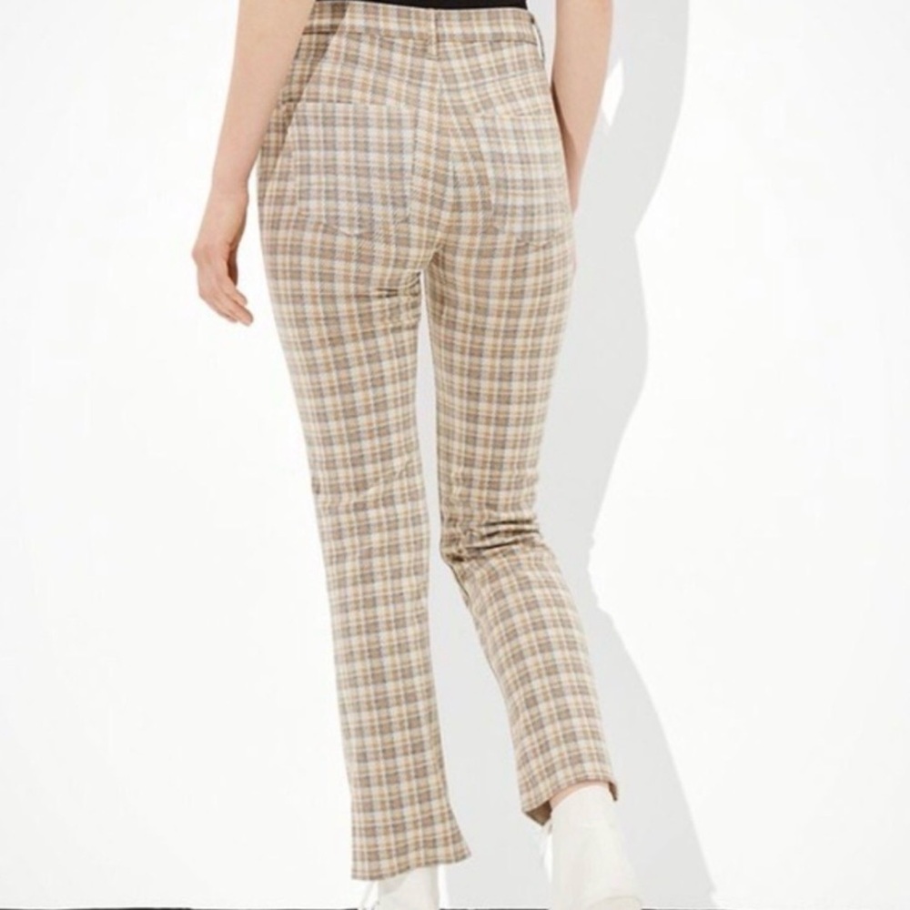 american eagle beige tan grey plaid soft womens pants
